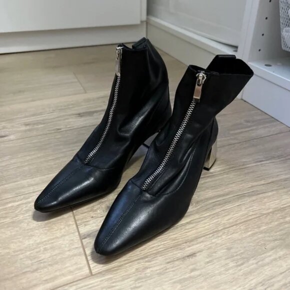 Zara Zip Up Leather Ankle Boots EUR 37 - Picture 7 of 13